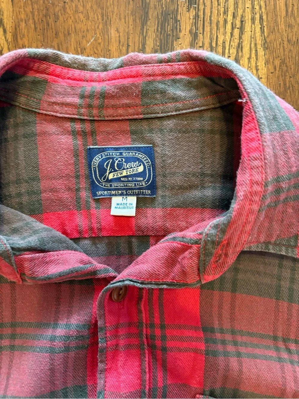 J. Crew Red and Gray Plaid Casual Button-Down Shirt